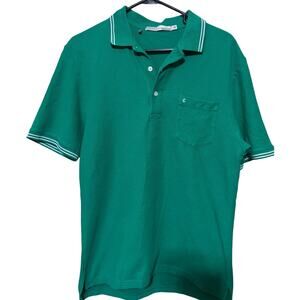 Criquet Polo Shirt Mens Large Kelly Green Short Sleeve Pima Cotton Golf Stretch